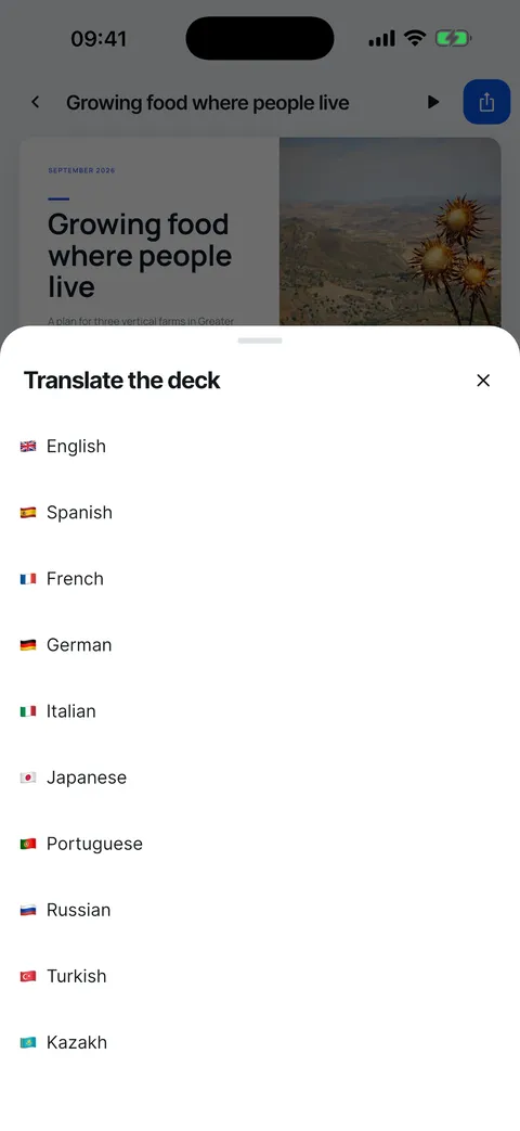 The Translate the deck sheet with the fourteen deck languages.